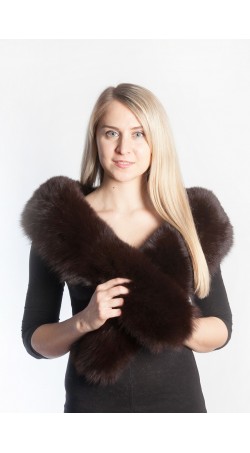 Peken dark brown fox fur scarf